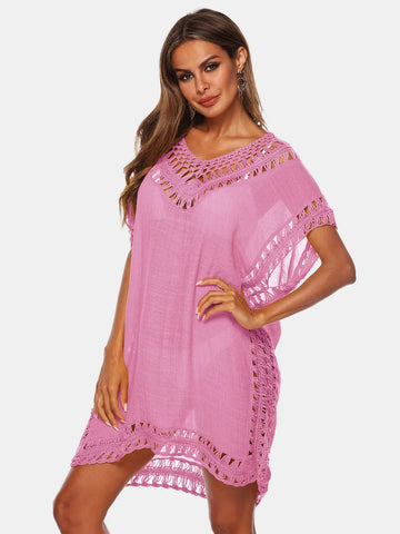 V-Neck Short Sleeve Cover-Up DJPT